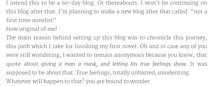 First time Novelist
