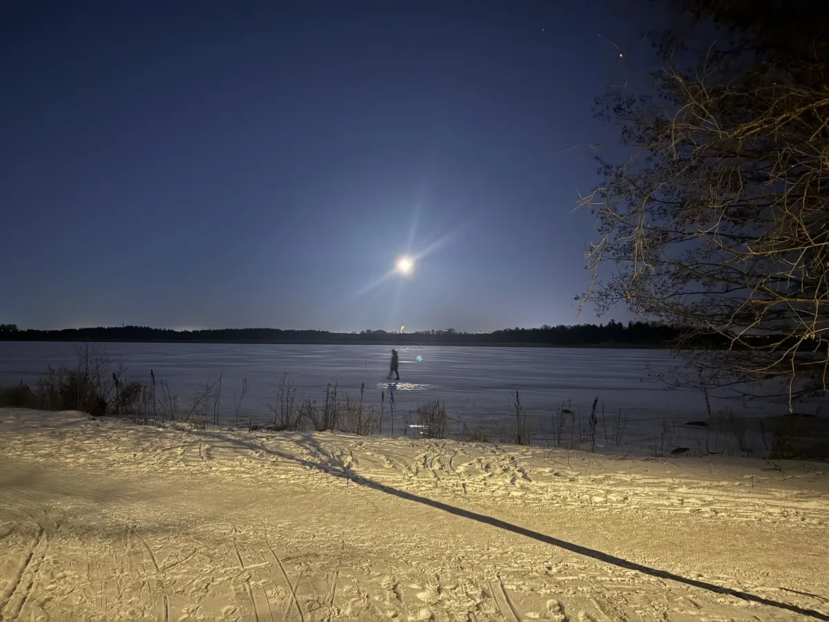 Walking under the moon
