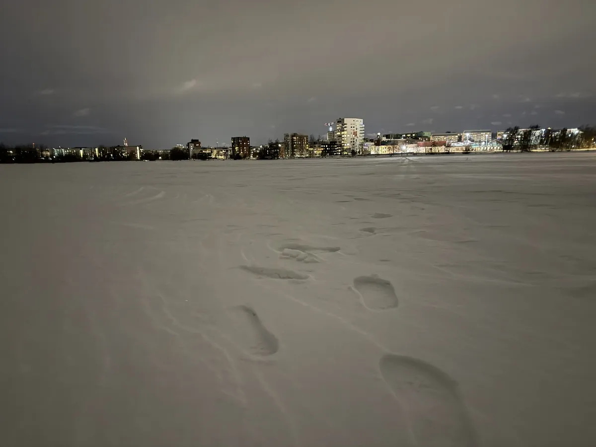 Feet in snow
